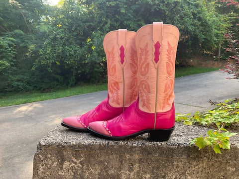 Pink lucchese boots deals